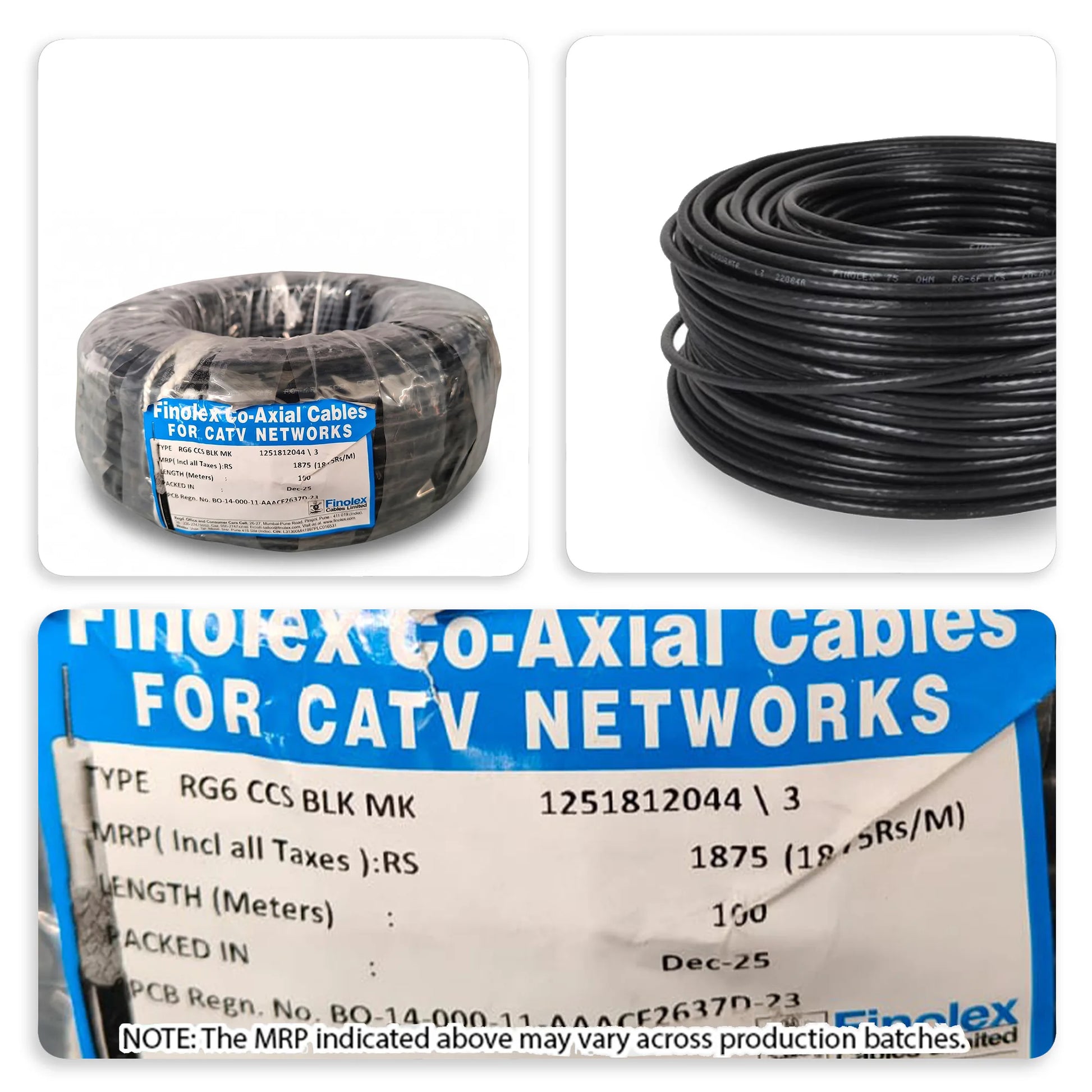 Finolex RG-6 CCS Axial Cable, 100m I Homerun, Bangalore