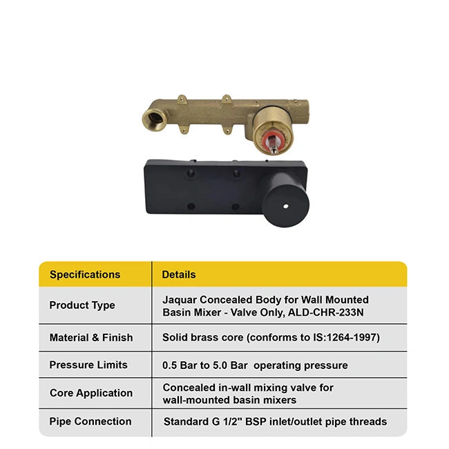 Jaquar Concealed Body for Wall Mounted Basin Mixer - Valve Only, ALD-CHR-233N I Homerun, Bangalore