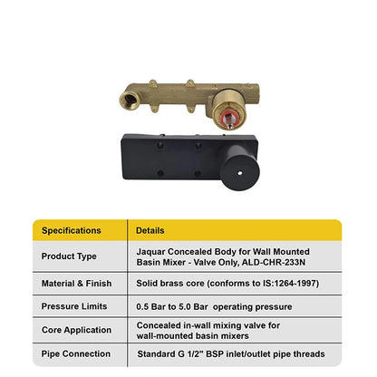 Jaquar Concealed Body for Wall Mounted Basin Mixer - Valve Only, ALD-CHR-233N I Homerun, Bangalore