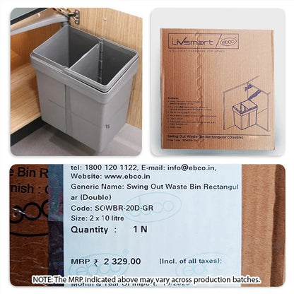 Ebco Swing Out Waste Bin, Rectangular