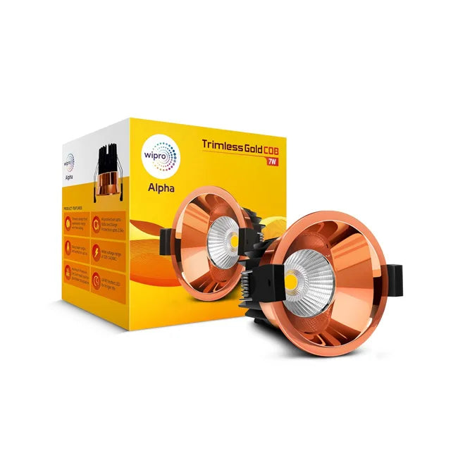 Wipro Alpha Trimless Gold COB LED Spotlight