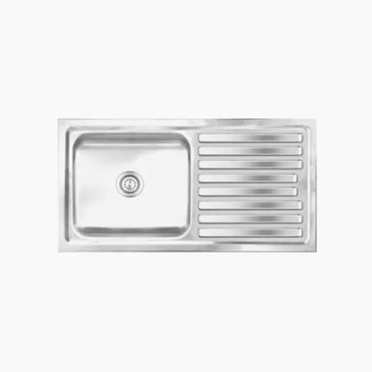 Nirali Elegance Single Bowl with Drain Board, Stainless Steel  - Matte Finish